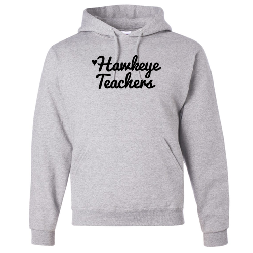 Hawkeye Teachers Jerzees 8 oz 50/50 Nublend Adult Hooded Sweatshirt -- Ash
