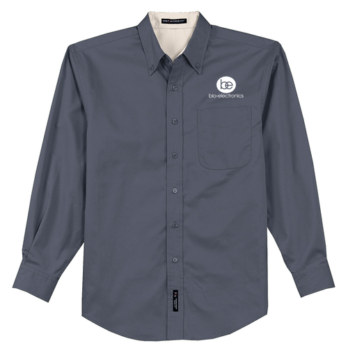 Port Authority Tall Long Sleeve Easy Care Shirt -- Steel Grey / Light Stone