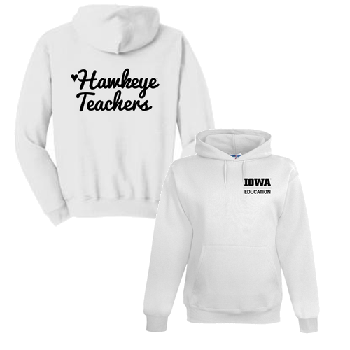 Hawkeye Teacher Jerzees 8 oz 50/50 Nublend Adult Hooded Sweatshirt -- White