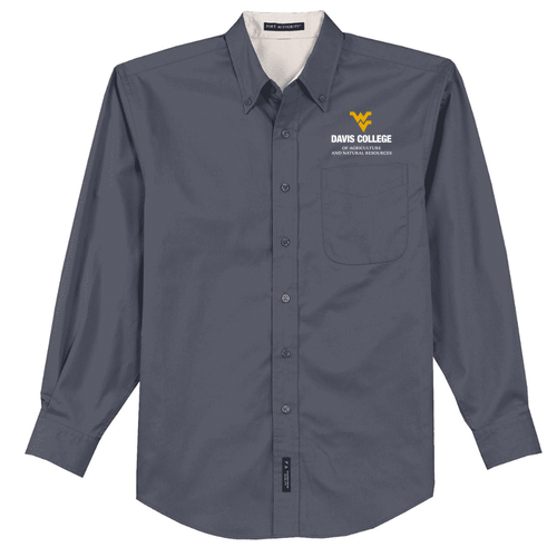Port Authority Mens Easy Care Long Sleeve Shirt -- Steel Grey / Light Stone
