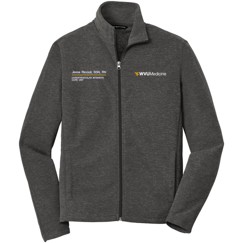 Port Authority Heather Microfleece Full Zip Jacket -- Black Charcoal Heather