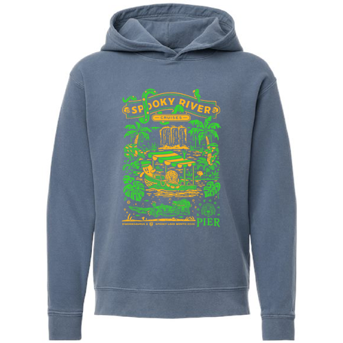 Comfort Colors Youth Garment-Dyed Lightweight Fleece Hooded Sweatshirt -- Blue Jean