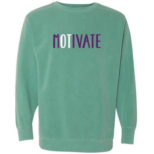 OT Motivate Plum/White Comfort Colors Unisex Garment-Dyed Crewneck Sweatshirt -- Seafoam