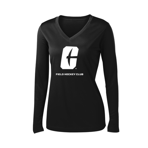 Sport Tek Ladies Long Sleeve Posicharge Competitor V Neck -- Black