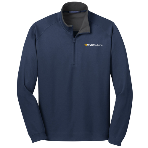 Port Authority Vertical Texture Quarter Zip Pullover -- True Navy / Iron Grey