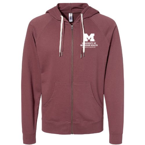 Mens/Unisex Independent Trading Icon Lightweight Terry Full-Zip Sweatshirt -- Port