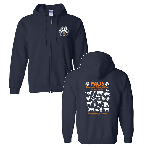 Gildan Full Zip Hooded Sweatshirt -- Navy