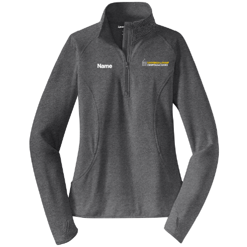 Sport Tek Ladies Sport Wick Stretch Half Zip Pullover -- Charcoal Grey Heather