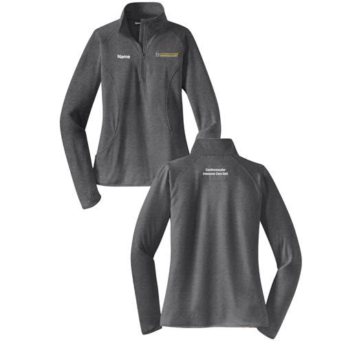 Sport Tek Ladies Sport Wick Stretch Half Zip Pullover -- Charcoal Grey Heather