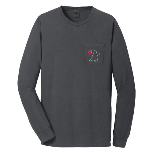 Port & Company Pigment Dyed Long Sleeve Pocket Tee -- Coal