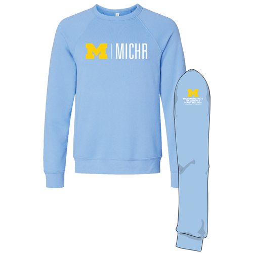 Mens/Unisex Bella Canvas Soft Sponge Fleece Raglan Crewneck Sweatshirt -- Carolina Blue