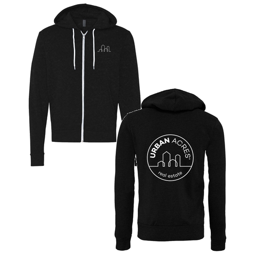 Bella Canvas Unisex Full-Zip Hooded Sweatshirt -- Black Heather