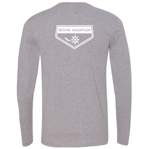 Boyne Mountain Logo 2 White Ink -- Long Sleeve Heather Grey