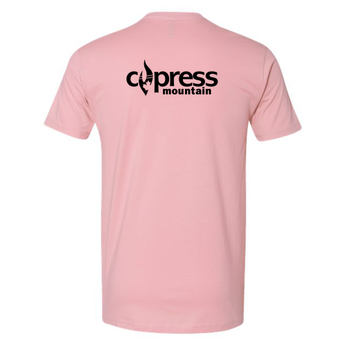 Cypress Mountain Logo 2 Black Ink -- Short Sleeve Light Pink