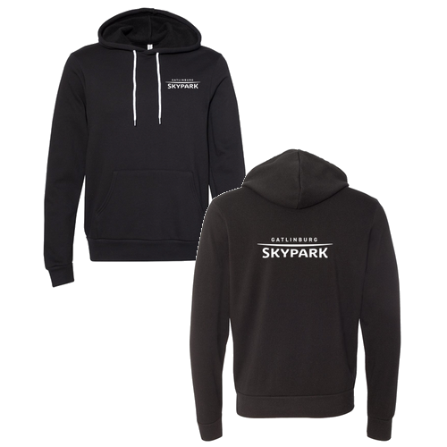 Gatlinburg Skypark Logo 2 White Ink -- Pullover Hooded Sweatshirt Black