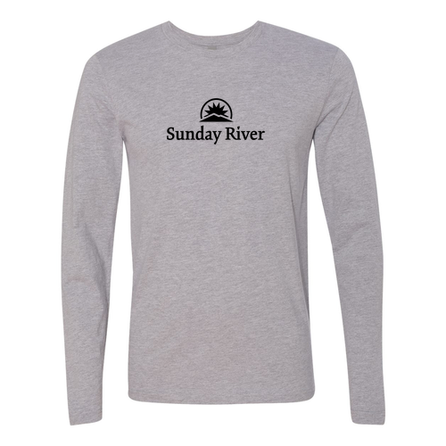 Sunday River Logo 1 Black Ink -- Long Sleeve Heather Grey