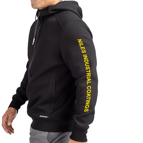 Mens/Unisex Cutter & Buck Roam Eco Half Zip Recycled Pullover Hoodie -- Black, NIC Logo, 17 Points