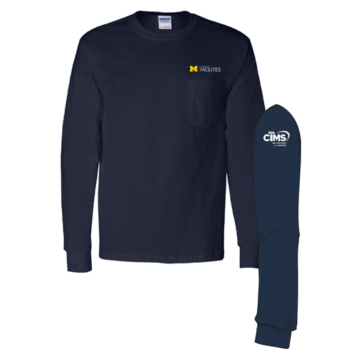 Mens/Unisex Gildan Long Sleeve Pocket Tee -- Navy