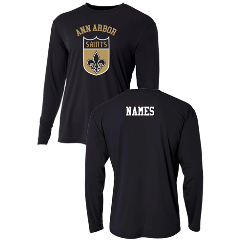 Youth A4 Performance LS Wicking Tee -- Black