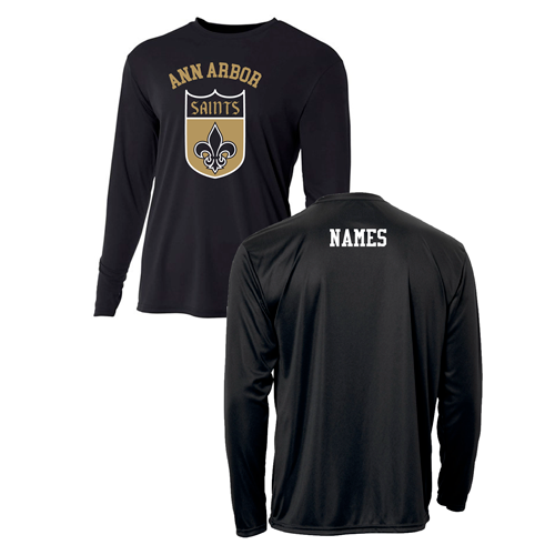 Mens/Unisex A4 Longsleeve Cooling Performance Wicking Tee -- Black