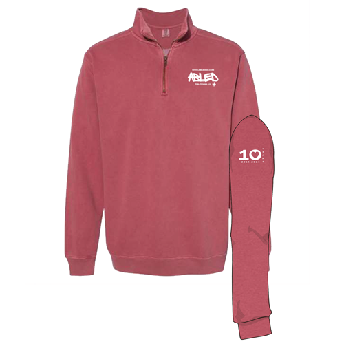 Comfort Colors Adult Quarter Zip Sweatshirt -- Crimson