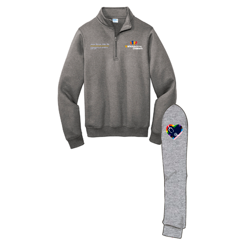 Gender Care Heart Port and Company Core Fleece Quarter-Zip Pullover Sweatshirt -- Graphite Heather