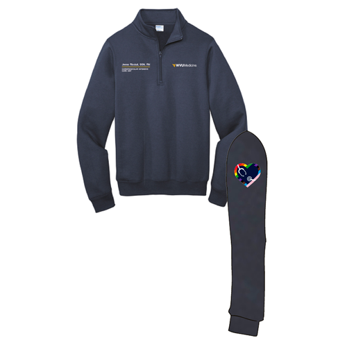 Gender Care Heart Port and Company Core Fleece Quarter-Zip Pullover Sweatshirt -- Navy