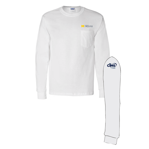 Mens/Unisex Gildan Long Sleeve Pocket Tee -- White