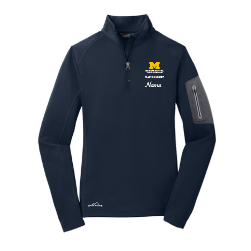 Ladies Eddie Bauer Half Zip Performance Fleece Jacket -- River Blue