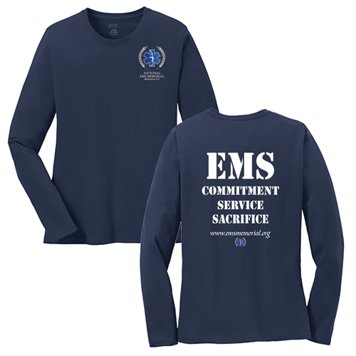 National EMS Memorial Ladies Long-Sleeve Tee Navy