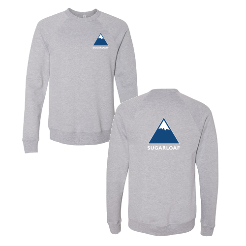 Sugarloaf Logo 2 Blue and White Ink -- Crewneck Sweatshirt Athletic Heather