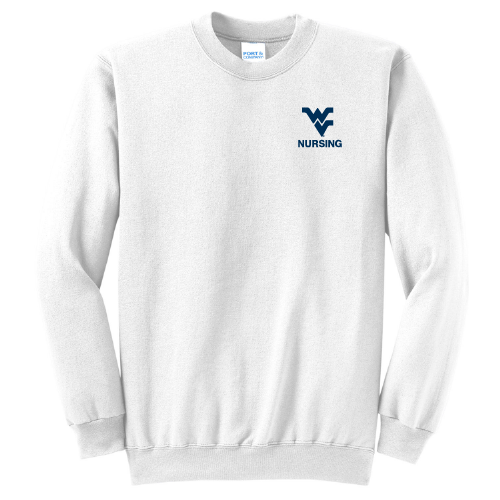Port and Company Classic Crewneck Sweatshirt -- White (World Needs More Nurses)