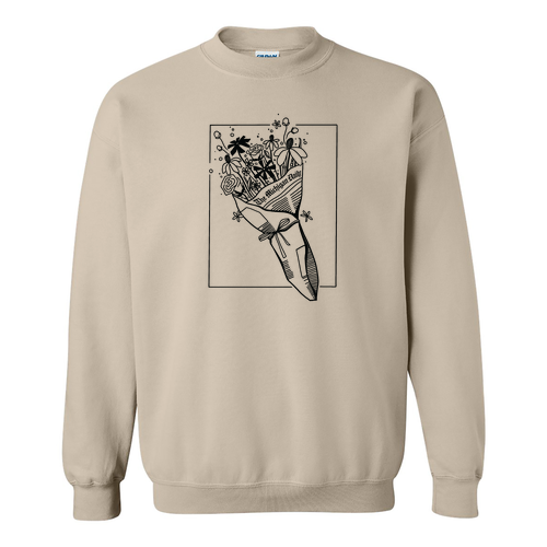 Gildan Heavy Blend Crewneck Sweatshirt -- Sand, Flowers