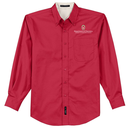 Port Authority Mens Easy Care Long Sleeve Shirt -- Red / Light Stone