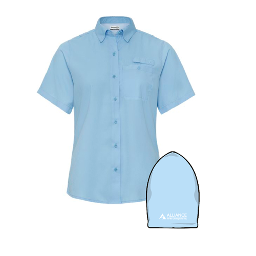 Women's Hatteras Performance Short Sleeve Fishing Shirt -- Blue Mist