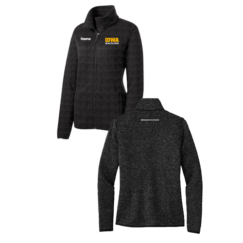 Port Authority Ladies Sweater Fleece Jacket -- Black Heather