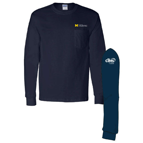 Gildan Long Sleeve Pocket Tee -- Navy