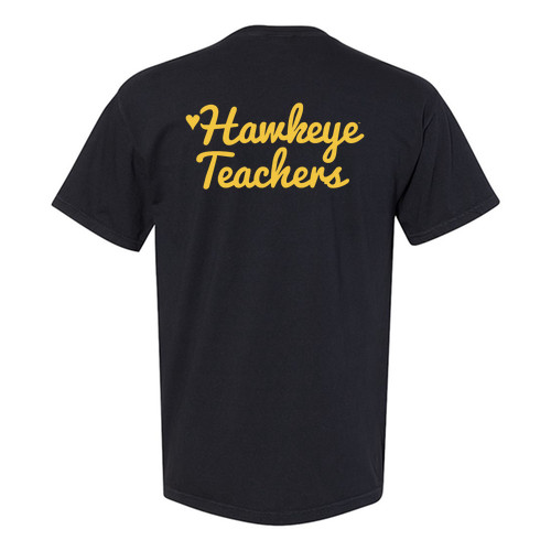 Hawkeye Teachers Comfort Colors Unisex Garment-Dyed Heavyweight Pocket T-Shirt -- Black