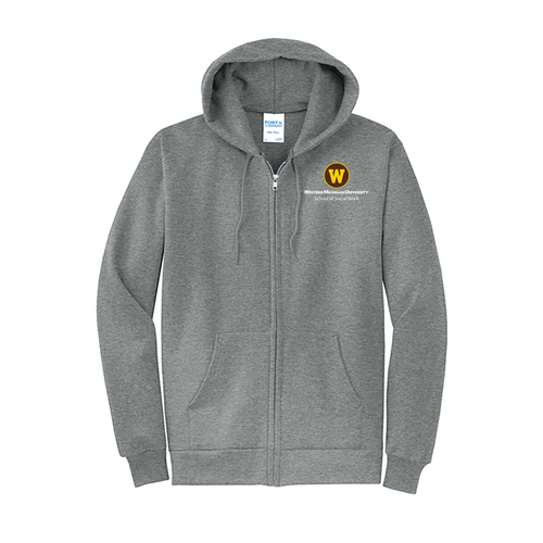 Embroidered Port & Company Full Zip Hooded Sweatshirt  -- Graphite Heather