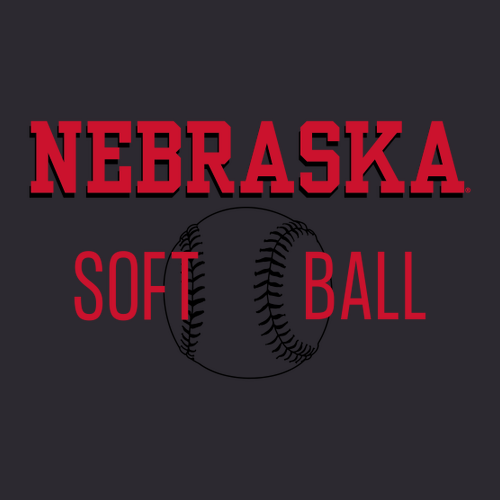 Nebraska Black Softball French Terry Sweatshirt