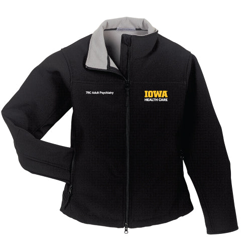 Port Authority Ladies Glacier Soft Shell Jacket Embroidered -- Black / Chrome