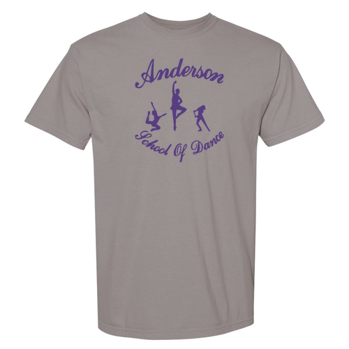 Comfort Colors Heavyweight Adult T-Shirt Full Front Purple Print-- Grey