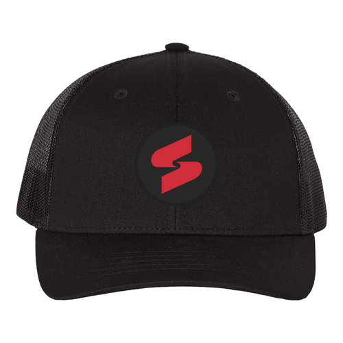 Youth Richardson Caps Trucker Snapback Cap -- Black, Swan, Patch