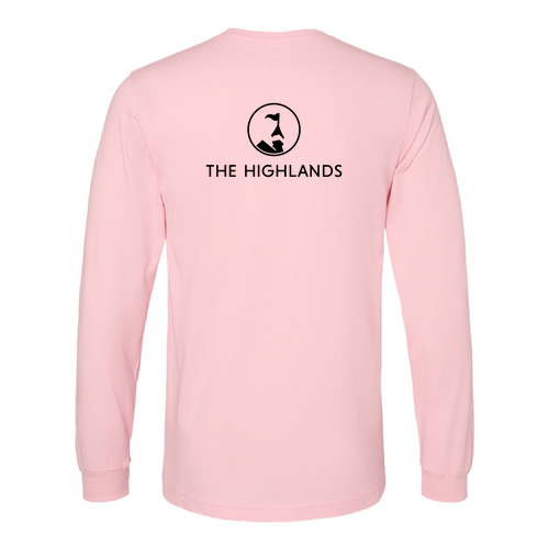 The Highlands Logo 2 Black Ink -- Jersey Long Sleeve Pink