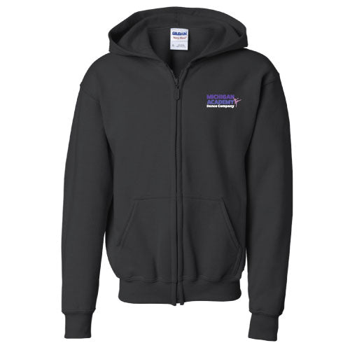 Youth Gildan Full Zip Hooded Sweatshirt -- Black