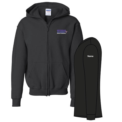 Youth Gildan Full Zip Hooded Sweatshirt -- Black