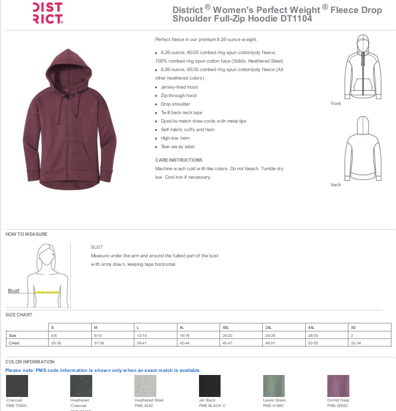 District Women's Perfect Weight Fleece Drop -- Laurel Green