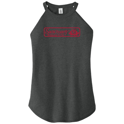 District Made Ladies Perfect Tri Rocker Tank -- Black Frost