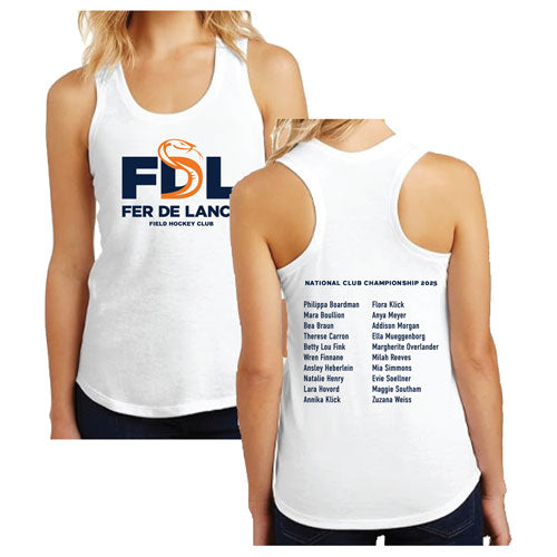 Ladies District Made Soft Perfect Tri Racerback Tank -- White, U14