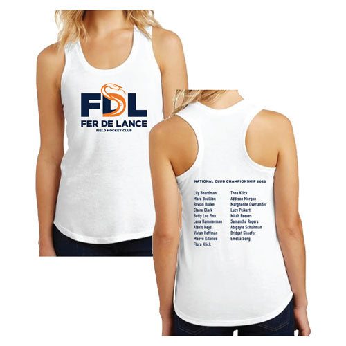 Ladies District Made Soft Perfect Tri Racerback Tank -- White, U16